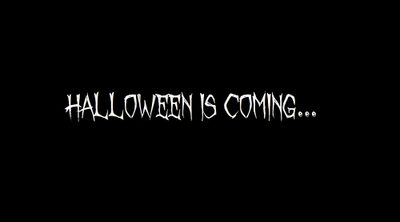 the words halloween is coming written in white on a black background Halloween Is Coming Halloween Header Gif, Halloween Banner Aesthetic, Halloween Aesthetic Banner Gif, black
