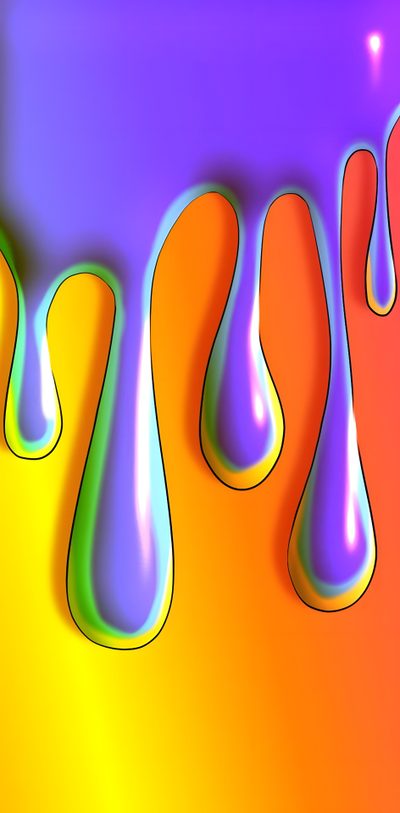 an image of colorful liquid flowing down the side of a rainbow colored wallpaper background Halloween Slime Hd Abstract Art With Neon Colors, Colorful Abstract Dripping Paint Art, Creative Wall Art Ideas, chocolate