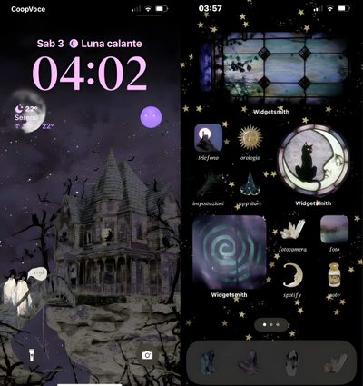 an iphone screen showing the theme for halloween Halloween Ideas Ios 16 Celestial Phone Theme, Phone Themes Dark, Halloween Phone Layout Ideas, dark slate gray