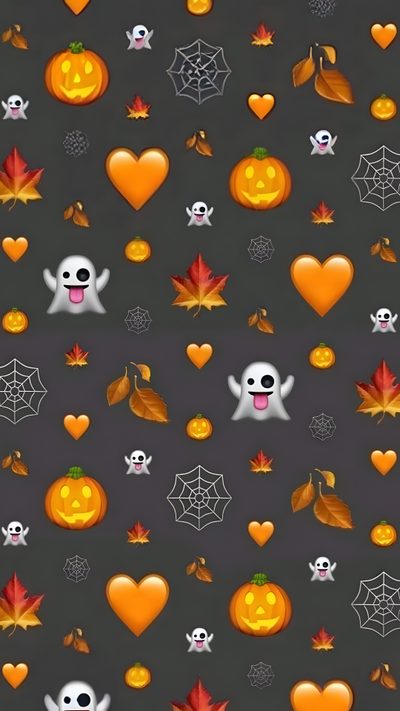 halloween wallpaper with pumpkins and ghost faces Halloween Emoji Halloween Tapeta, Halloween Emoji, Happy Room, Hand And Finger Tattoos, dark slate gray