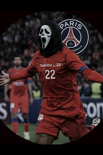 a soccer player wearing a mask and holding his arms out in front of the camera Football Halloween Psg Mbappe Scary, Cool Football Pfp For Tiktok, black