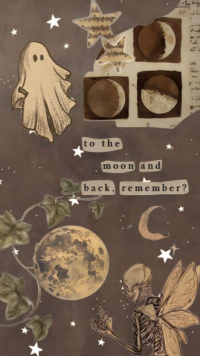 an image of a halloween card with the words to the moon and back, remember Halloween Quotes Aesthetic Aesthetic Backrounds, Backgrounds With Quotes, Backgrounds For Phone, dark olive green