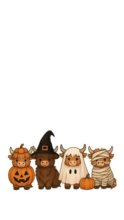 three cows dressed up as witches and pumpkins Cow Halloween Iphone, Spooky 2, Western Iphone, white