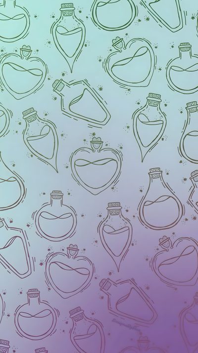an image of various bottles on a purple and blue background Halloween Magic Potions Light Greysmall Phone Backgrounds, Phone, Pattern, silver