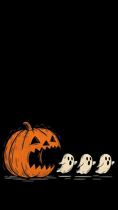 an orange pumpkin with ghost faces on it and three white ghost heads in the background Funny Halloween Pumpkin Decorative Hallloween Moon Png Design, Halloween Craft Projects, Halloween T-shirt Design Png, black