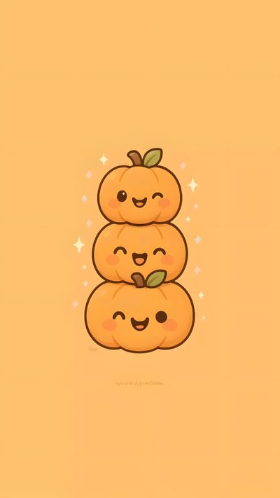 three pumpkins stacked on top of each other with faces drawn in the middle and stars around Pumpkin Pumpkin Cute Halloween Cute Pumpkin Iphone, Pumpkin Pumpkin Cute Halloween, Cute Pumpkin Phone Background, sandy brown