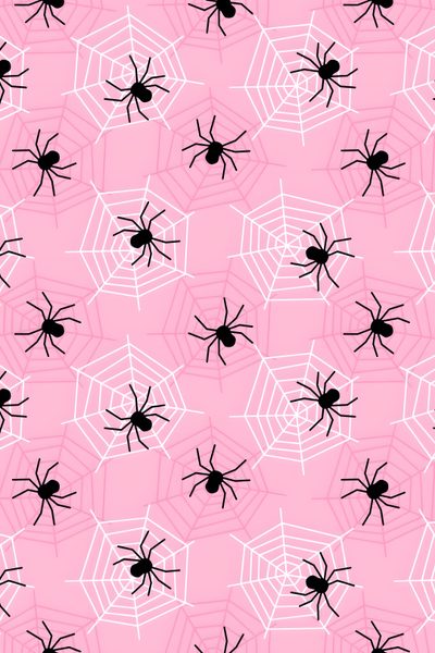 black and white spider webs on pink background Black And Pink Halloween Spider Web Aesthetic, Spider Web Graphic Design, Pink Halloween,