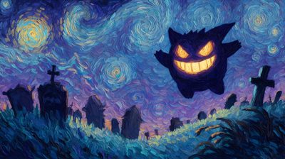 a painting of a halloween pumpkin in the sky Halloween Pokemon Gengar Desktop, Gengar Laptop, Gengar 1920x1080, Gengar Pc, Gengar Computer, dark slate blue