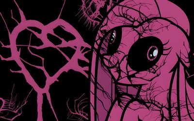 a drawing of a pink heart in front of a black background with trees and branches Pinkie Pie Halloween Dark Fantasy Art Style, Gothic Art Ideas, Gothic Pink Aesthetic, black