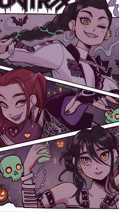 Halloween Fanart, Demon Hunter 2, Kpop Demon Hunters Halloween, Huntrix Halloween, Huntrix Wallpaper, Kpop Demon Hunter Fanart, Derpy Kpop Demon Hunters, Huntrix Kpop Demon Hunters Dessin, Huntrix Fanart Trio Kpdh Halloween Halloween Fanart, Demon Hunter 2, Kpop Demon Hunters Halloween, Huntrix Halloween, dim gray