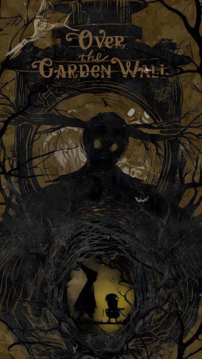 the cover for over the garden wall, with an image of a man in a black suit Halloween Over The Garden Wall Over The Garden Wall Dark Aesthetic, Wert Over The Garden Wall, Over The Garden, black