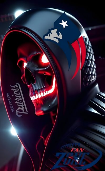 a skull wearing a helmet with an american flag on it Nfl Halloween New England Patriots Logo Art, Patriots Logo, Patriots Helmet Logo, black