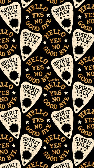 a black and gold pattern with white guitar pickers on the bottom right hand corner Halloween Ouija Ouija Board Pattern, Halloween Ouija Board Background, Ouija Board, black