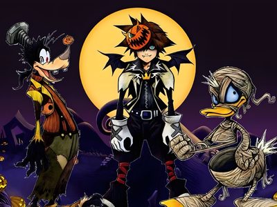 three cartoon characters dressed up in halloween costumes Sora Halloween Town 1920x1080 Sora Nightmare Before Christmas, Sora Donald Goofy Halloween Town, Nightmare Before Christmas Sora, black