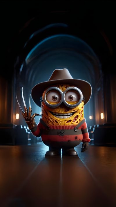 the character from despicable me is wearing a hat and holding a knife Minions Halloween Minions Full Hd, Minions Hd, Minions Hd Funny, Minions Friday The 13th, black