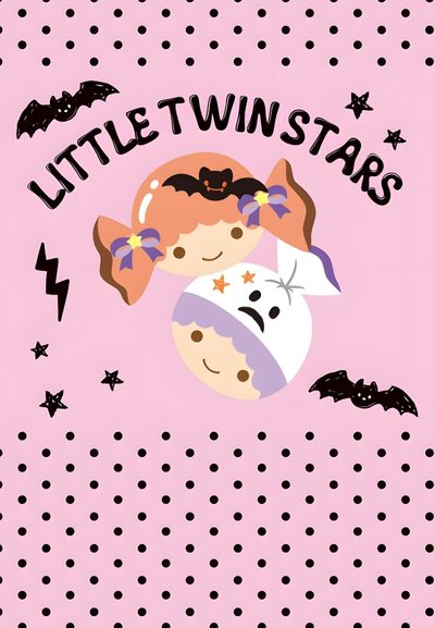 Little Twin Stars Halloween Wallpaper, Halloween Star Wallpaper, Sanrio Spooky Wallpaper, Kiki And Lala Halloween, San X Halloween Wallpaper, Twin Stars Halloween, Little Twin Stars Halloween, Goth Little Twin Stars, Little Twin Stars Christmas Wallpaper Little Twin Stars Halloween Little Twin Stars Halloween, Halloween Star, Sanrio Spooky, pink
