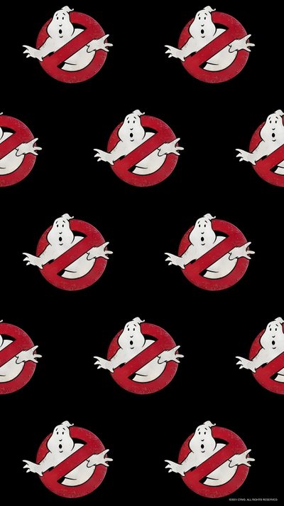 ghost stickers on a black background with red and white circle shapes in the middle Ghostbusters Halloween Slimer Ghostbusters, Ghostbusters Party, Ghostbusters Logo, black