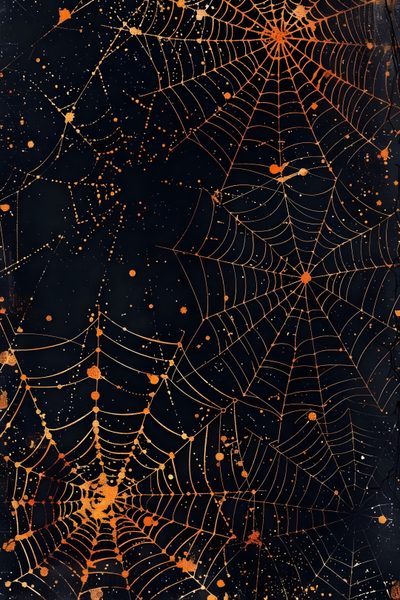 an orange spider web on a black background Black And Gold And Orange Halloween Halloween Space Background, Orange Spider Web, Halloween Textures,