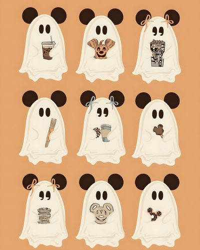 a group of ghost faces with different expressions Disneyland Halloween Halloween Cute, Disney Background, Disney Phone, Disney Decor, sandy brown