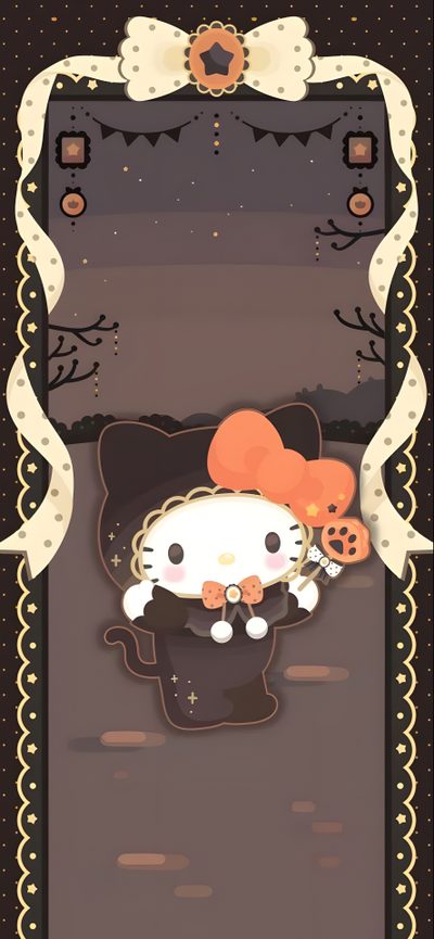 hello kitty halloween card with pumpkins on it Aesthetic Sanrio Halloween Sanrio Halloween, Fall Sanrio, Halloween Hello Kitty Aesthetic, dim gray