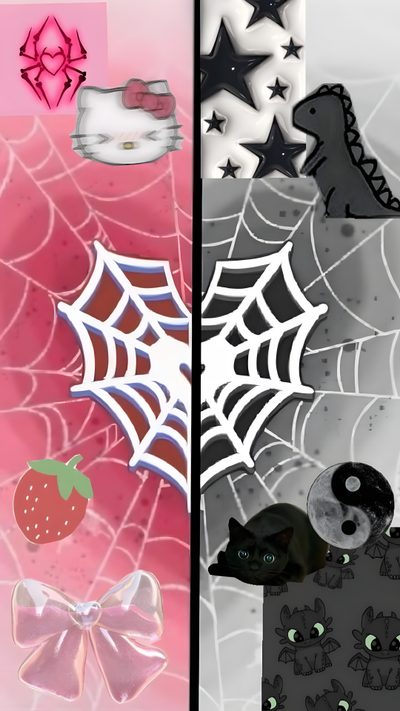 an assortment of halloween themed items are shown in three different images, one is black and the other is pink Halloween Bff Iphone Summer, Matching, Pretty Backgrounds, Snoopy, Whatsapp Cute, Kawaii, rosy brown