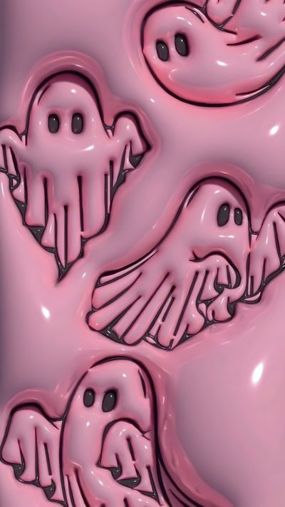 three pink plastic birds with black eyes on them Halloween Liquid Boo Printable And 3d Iphone Halloween, Halloween Puffy, Aesthetic Pink Halloween, rosy brown