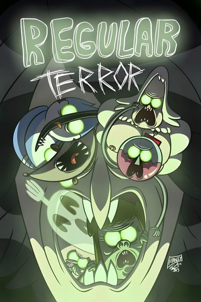 an image of some cartoon characters with neon lights in the background and text reading regular error Regular Show Halloween Regular Show Halloween, Regular Show Ending, Regular Show Space, dim gray