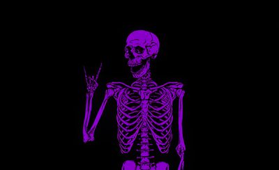 a purple skeleton holding a knife in its right hand on a black background with only one arm visible Halloween Skeleton Hand Purple Pc Background Purple, Purple Goth, Purple Gothic, Computer Backgrounds, black
