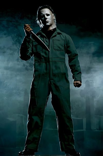 a man dressed in black holding a knife Halloween 2 2009 Halloween Movie Icon, Halloween Party Costume Ideas, Michael Myers Costume Design, black