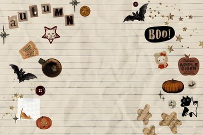 an image of halloween stickers on lined paper Tablet Cute Halloween Macbook Colors, Halloween Desktop, November, Mickey Mouse Iphone, light gray