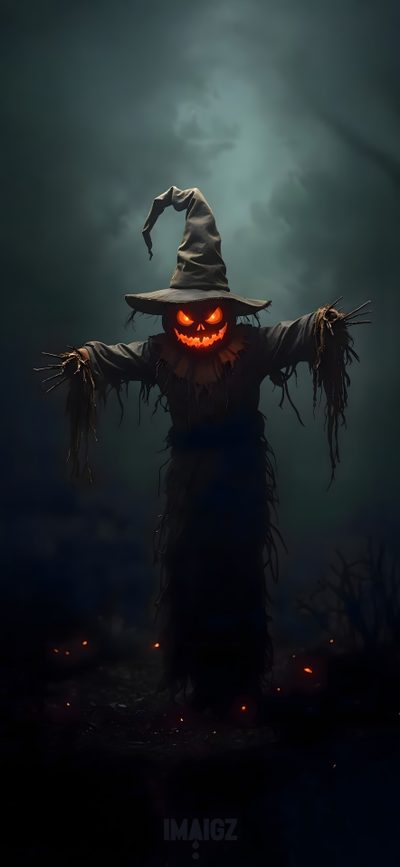 a scary scarecrow with his arms out in front of the camera, wearing a witches hat Halloween Portrait Nightmare Before Christmas, Thanksgiving, Felt Pictures, Witchy, Halloween Artwork, black