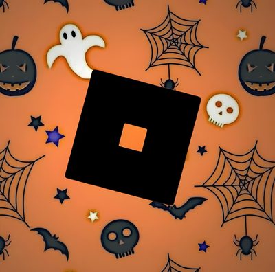 an orange background with halloween decorations and skulls Halloween Roblox Youtube Logo Halloween, Halloween Roblox App Icon, Halloween Roblox Icon, peru