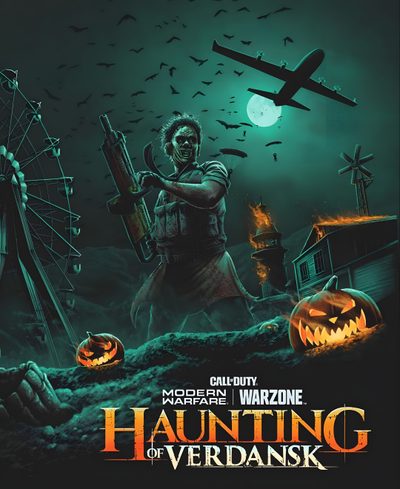 a movie poster for the upcoming horror film,'hunting of verdansk ' Halloween Zombie Gunship Freddy Vs Jason Poster, Black Ops 3 Zombies Posters, Typography Quotes Inspirational, dark slate gray