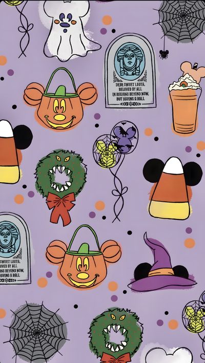 an image of halloween decorations on a wall Disney Halloween 2025 Halloween Disney, Disney Halloween Aesthetic, Disney Fall Iphone, dark gray