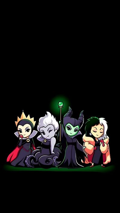 some cartoon characters sitting together in the dark Halloween Disney Villains Maleficent Screensaver, Villain Aesthetic, Disney Villians Halloween, black