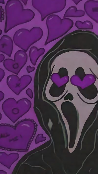a painting of a person wearing a hoodie with purple hearts in the shape of heart shapes Purple Purple Edgy Aesthetic Halloween Seni Korea, Retro Iphone, Poster Con Illustrazioni, dark slate blue