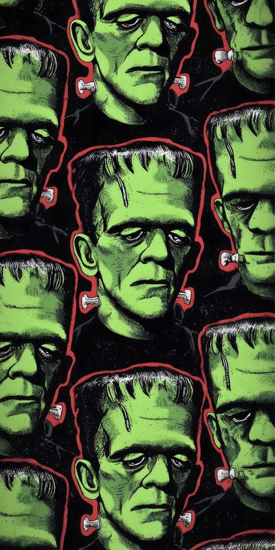 an image of the faces of people in green and red Frankenstein Halloween Vintage Monsters, Halloween Frankenstein Background, Universal Monsters Iphone, dark slate gray