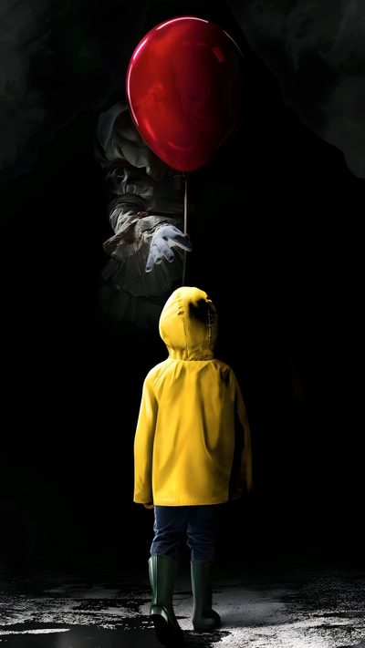 a person in yellow jacket and raincoat holding a red balloon Halloween Scary Pennywise Clown Horror, It The Clown Movie, Pennywise The Dancing Clown, black