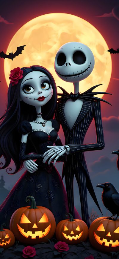 a couple dressed up in halloween costumes standing next to pumpkins Halloween Couple Iphone Cute Halloween Pictures, Nightmare Before Christmas Pictures, Nightmare Before Christmas Drawings, dark slate gray