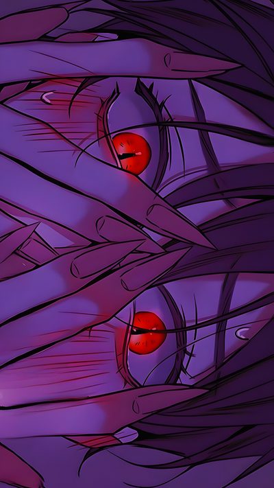 two red eyes are seen in this artistic photo, with purple and pink colors behind them Anime Halloween Pc Anime Eyes Background, Red Eyes Anime, 3840×2160 Pixels, Pc Drawing, indigo