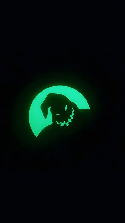 the silhouette of a dog is shown in front of a green moon with black background Zero Halloween Creepy Oogie Boogie, Boogie Man, Aesthetic Oogie Boogie, Oogie Boogie 4k, Oggie Boogie, black