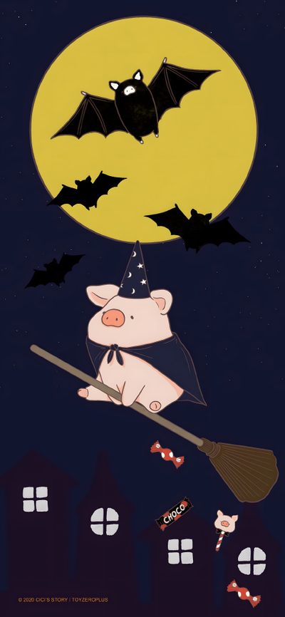 a cartoon pig flying in the air on a broom with bats around it and a full moon above Halloween Pig Cute Halloween Pig, Halloween Pig, Bat Pig, Vampire Pig, Halloween Pig Drawing, black