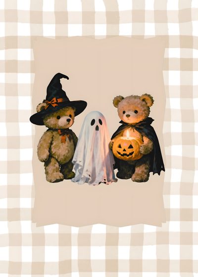 two teddy bears dressed up in halloween costumes with pumpkins on their chest and one holding a ghost Teddy Bear Halloween Fall And Halloween Iphone, Halloween Teddy, Widgets Aesthetic Halloween, wheat