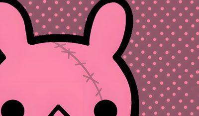 a pink bear with black eyes and ears on it's face, in front of a purple background Gloomy Bear Halloween Monomi Gif, Usavich Gif, Monokuma Gif, Laptop Emo, Monokuma Pixel Gif, indian red