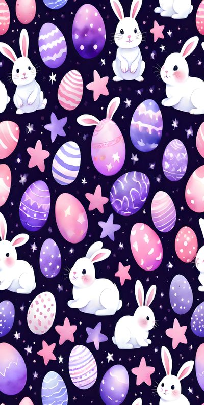an image of easter eggs and bunnies in the dark sky with stars on them Halloween Easter Ideas Cute Easter Pictures, Hand And Finger Tattoos, Easter Backgrounds, Easter, slate blue