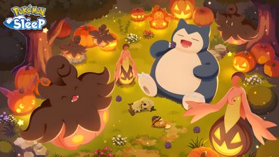 a cartoon cat sitting on the ground surrounded by pumpkins Halloween Snorlax Snorlax Header, Desert Drinks, Snorlax Computer, Pikachu Halloween, Sleep Phases, sienna