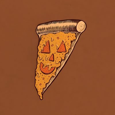 a slice of pizza with faces drawn on it Halloween Pizza Cartoon Aesthetic Halloween Drawings, Halloween Drawings Aesthetic, Halloween Posters To Draw, sienna