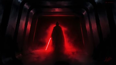 darth vader standing in a dark tunnel with red light coming from the door Star Wars Halloween Night In The Woods Iphone, Darth Vader 5k, Darth Vader 4k, Sith Lord Background 4k, black