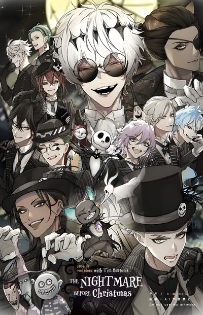 an anime poster with many different characters Twisted Wonderland Halloween Beach Theme Cupcakes, Deidara, Bahasa Jepun, dim gray