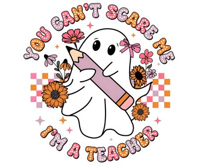 an image of a cartoon character with flowers in her hand and the words san francisco on it Halloween Teacher The Creator, Print On Demand, Design, white